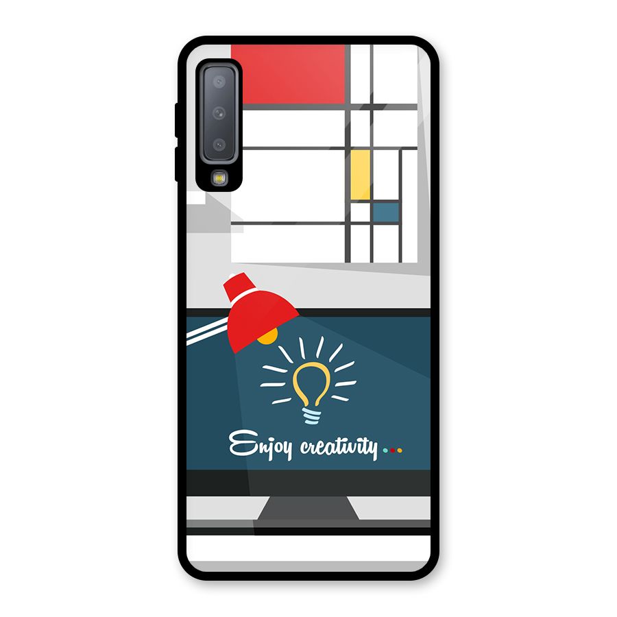 Creative Workspace Design Glass Back Case for Galaxy A7 (2018)