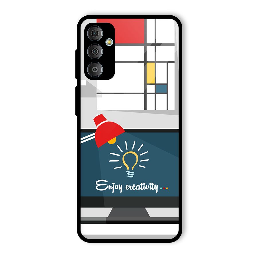 Creative Workspace Design Glass Back Case for Galaxy F23