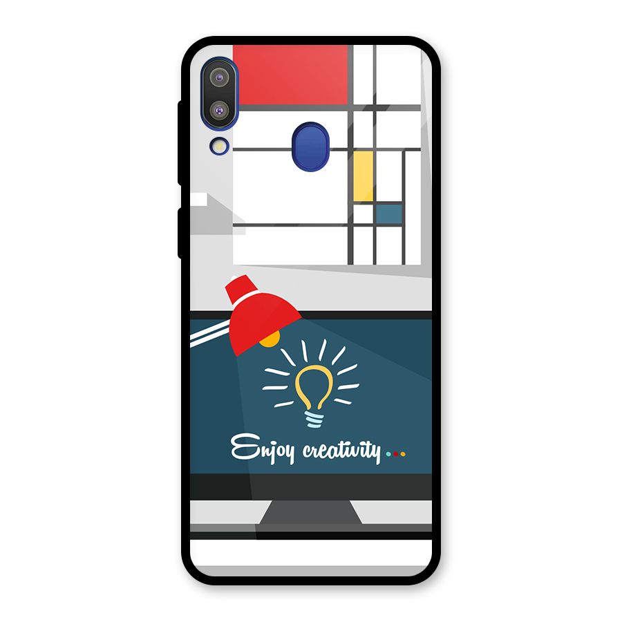 Creative Workspace Design Glass Back Case for Galaxy M20