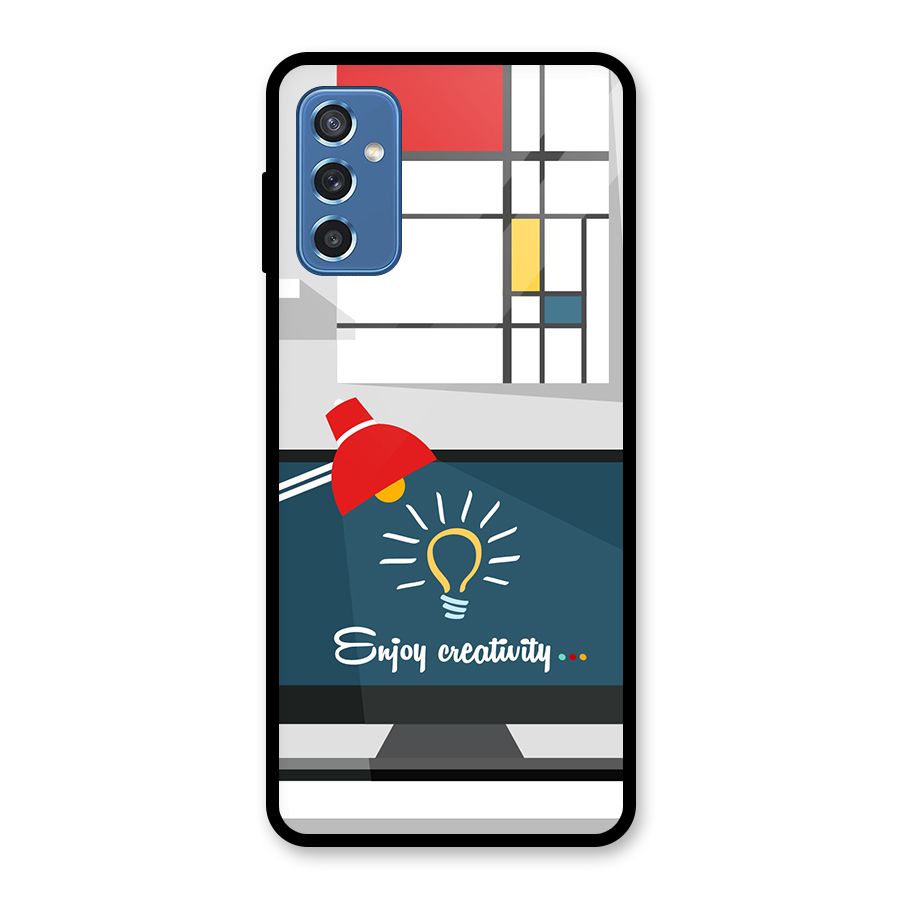 Creative Workspace Design Glass Back Case for Galaxy M52 5G