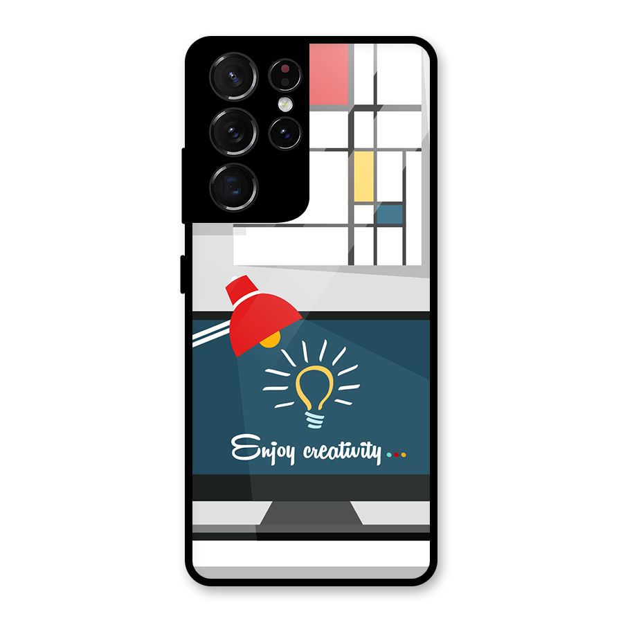 Creative Workspace Design Glass Back Case for Galaxy S21 Ultra 5G