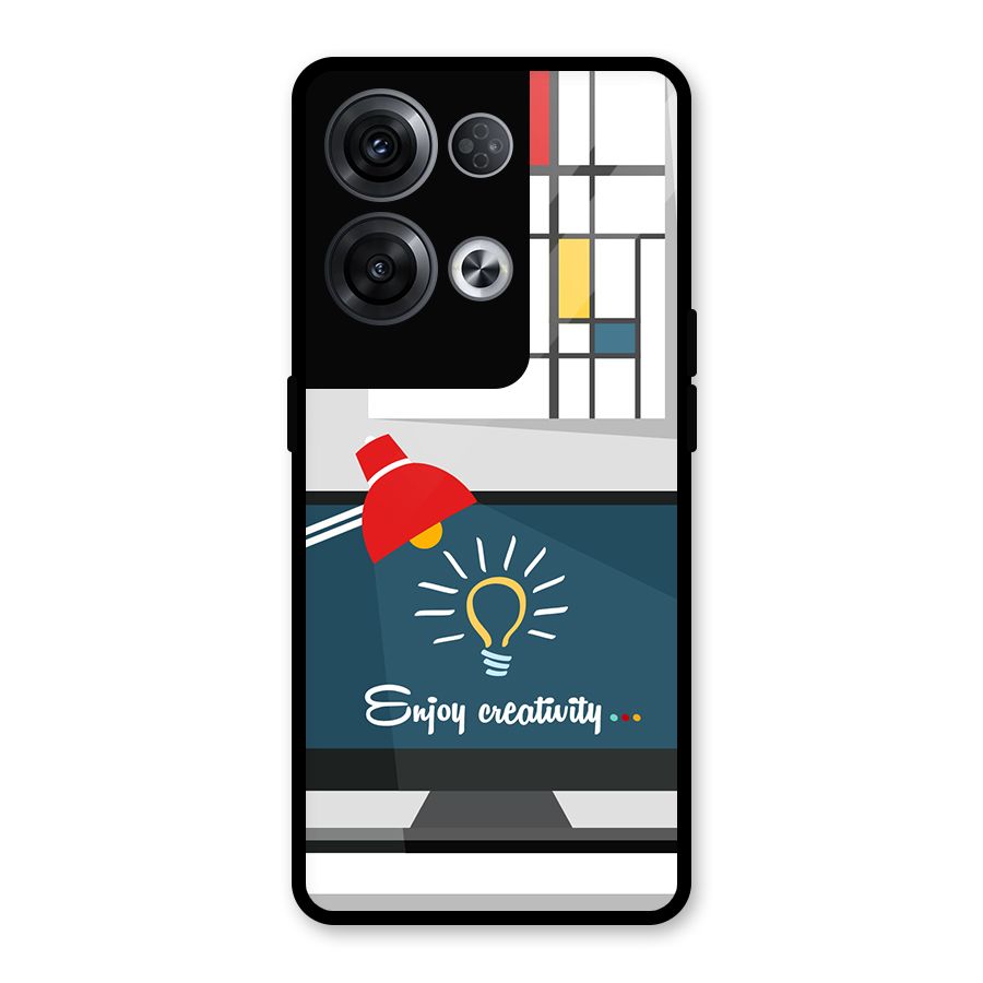 Creative Workspace Design Glass Back Case for Oppo Reno8 Pro 5G