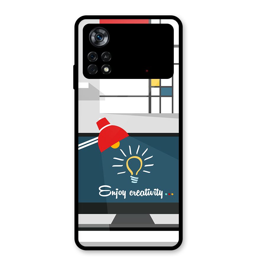 Creative Workspace Design Glass Back Case for Poco X4 Pro 5G