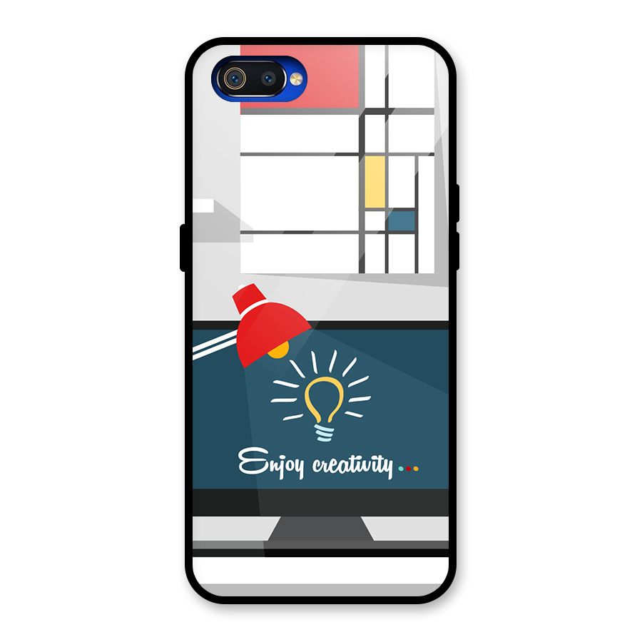 Creative Workspace Design Glass Back Case for Realme C2