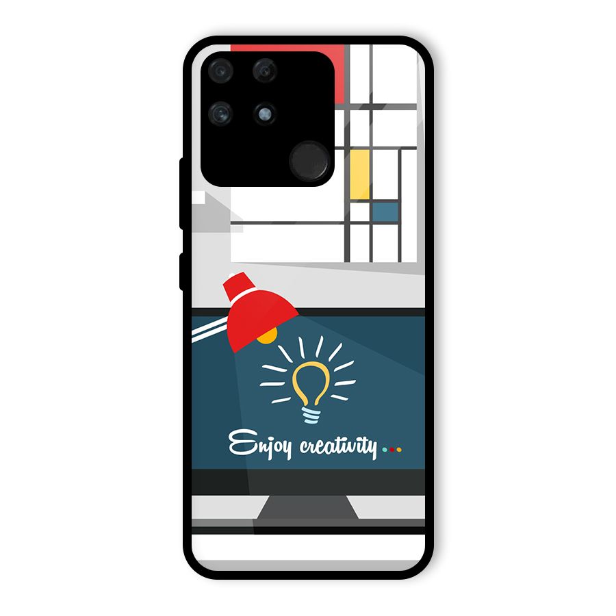 Creative Workspace Design Glass Back Case for Realme Narzo 50A