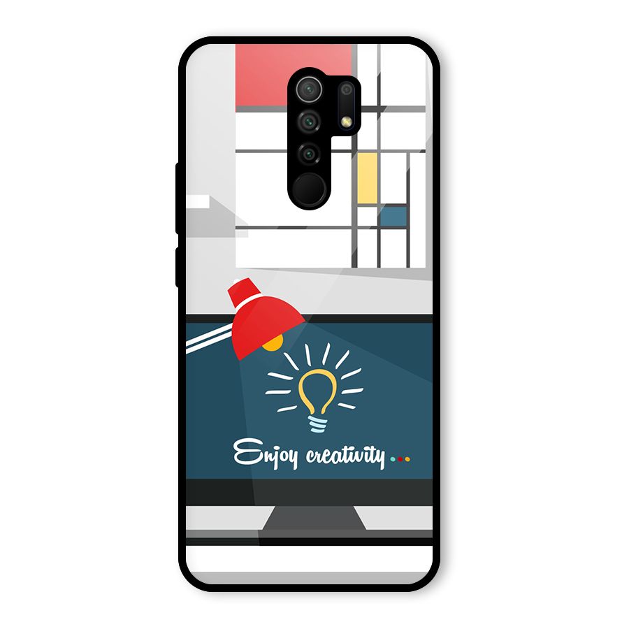 Creative Workspace Design Glass Back Case for Redmi 9 Prime