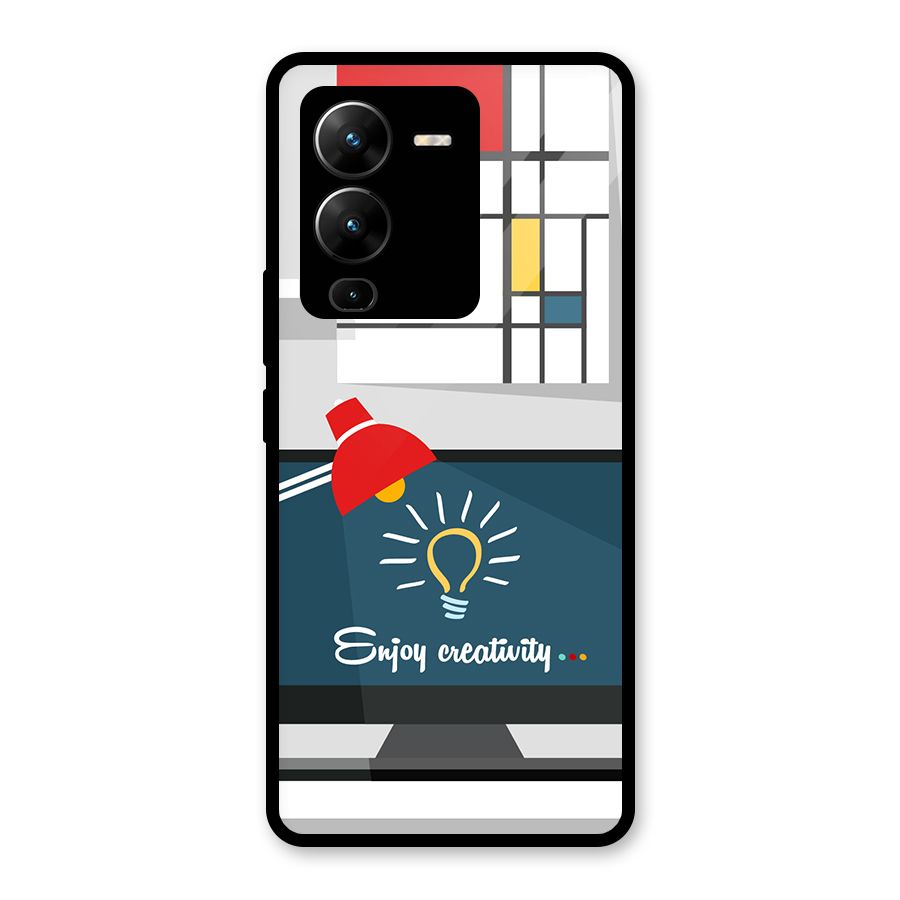 Creative Workspace Design Glass Back Case for Vivo V25 Pro