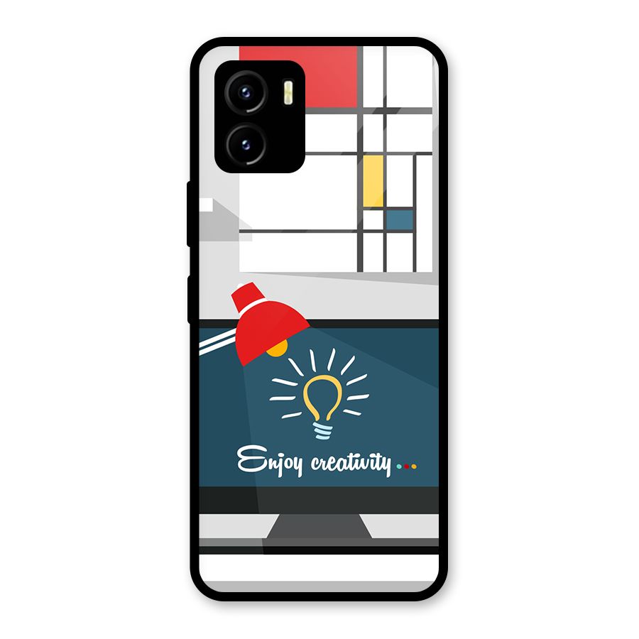 Creative Workspace Design Glass Back Case for Vivo Y15s