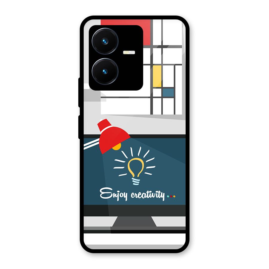 Creative Workspace Design Glass Back Case for Vivo Y22
