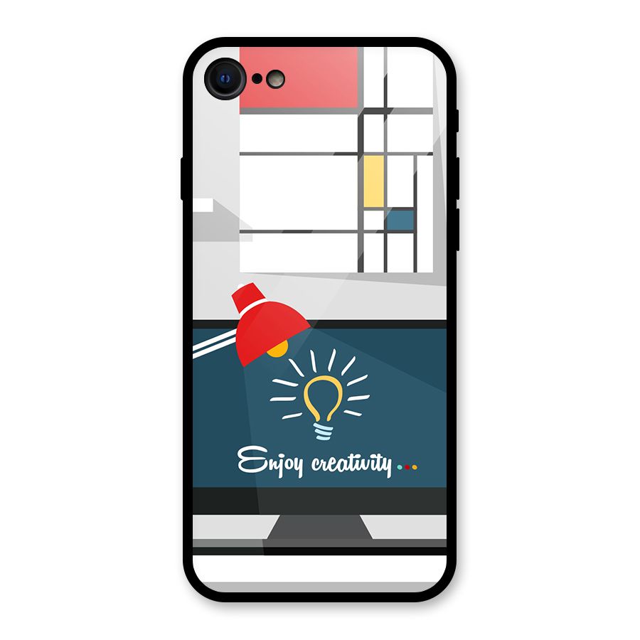 Creative Workspace Design Glass Back Case for iPhone SE 2022