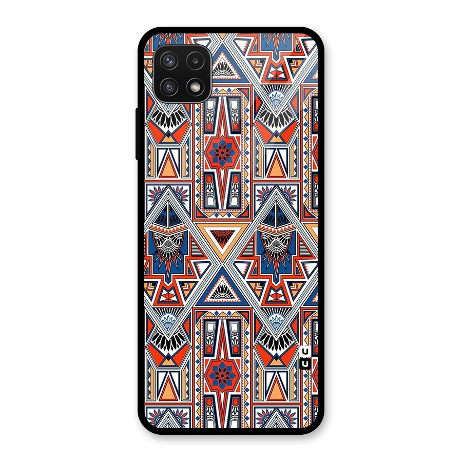 Creative Aztec Art Glass Back Case for Galaxy A22 5G