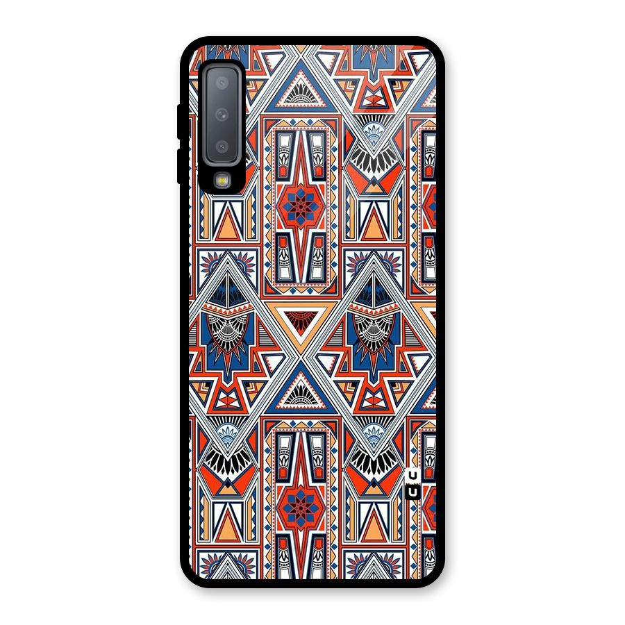 Creative Aztec Art Glass Back Case for Galaxy A7 (2018)