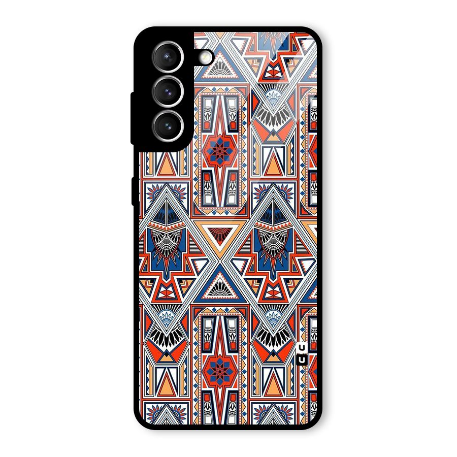 Creative Aztec Art Glass Back Case for Galaxy S21 5G