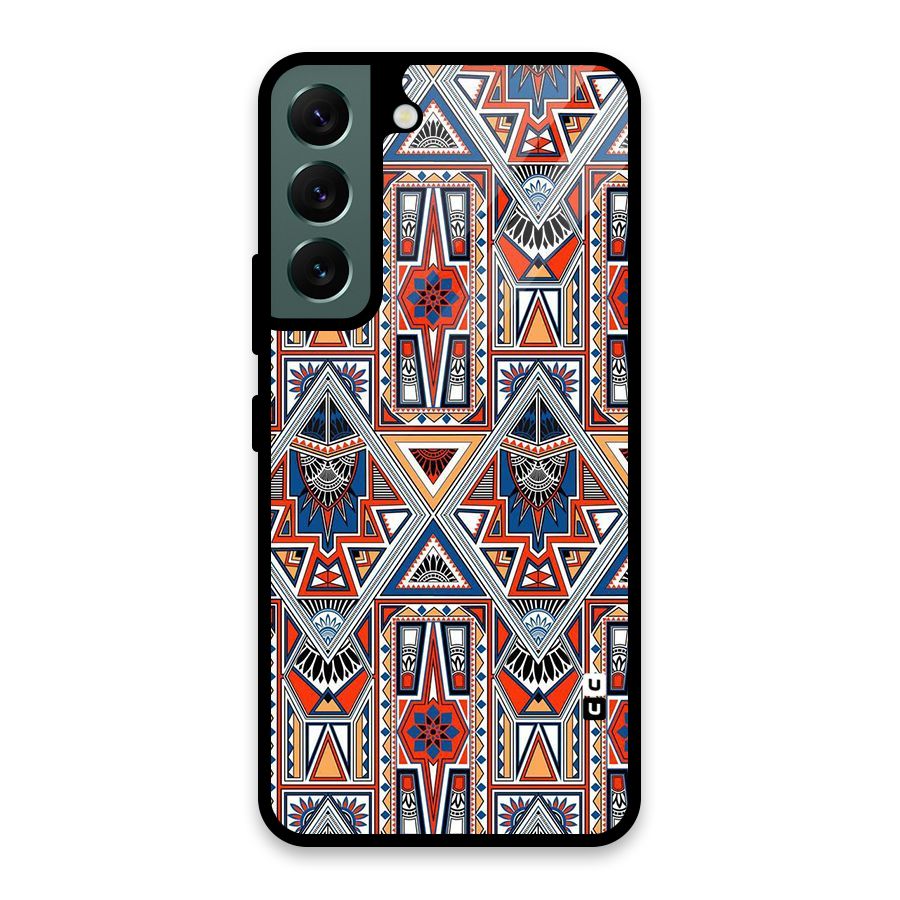 Creative Aztec Art Glass Back Case for Galaxy S22 5G
