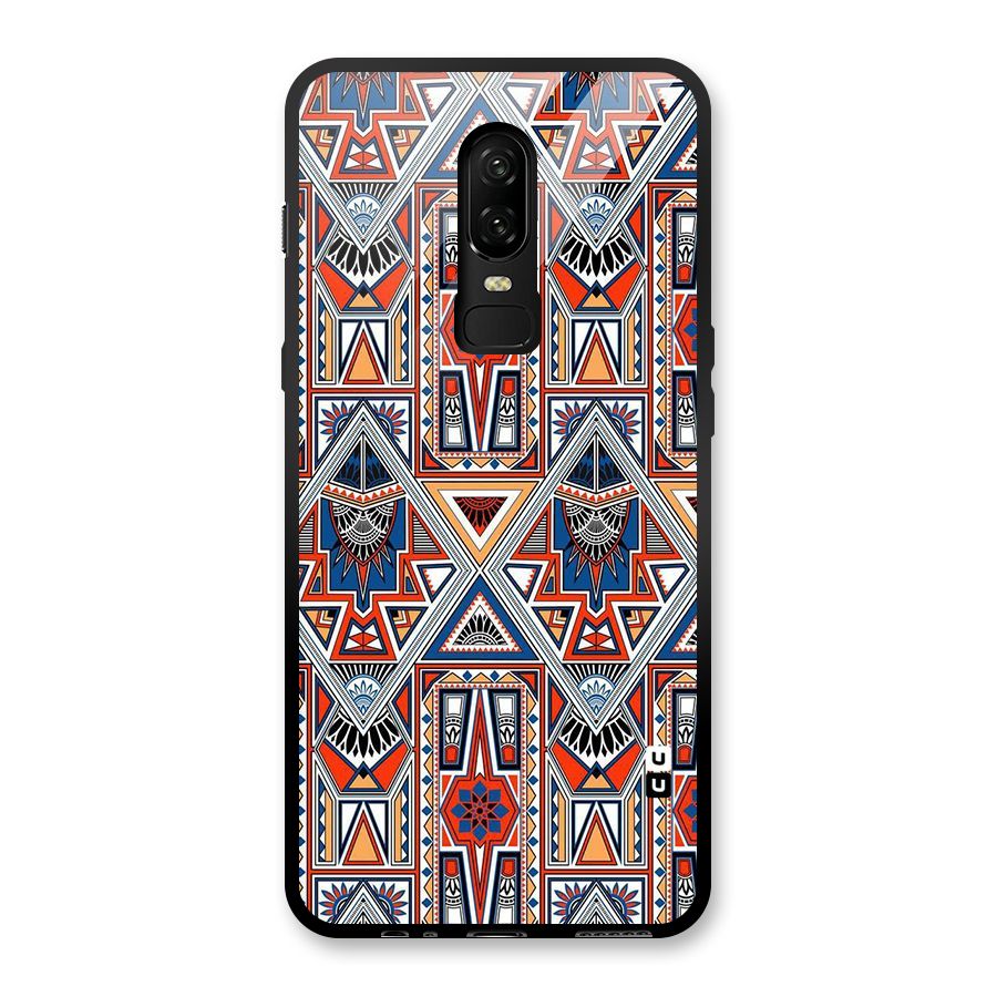 Creative Aztec Art Glass Back Case for OnePlus 6