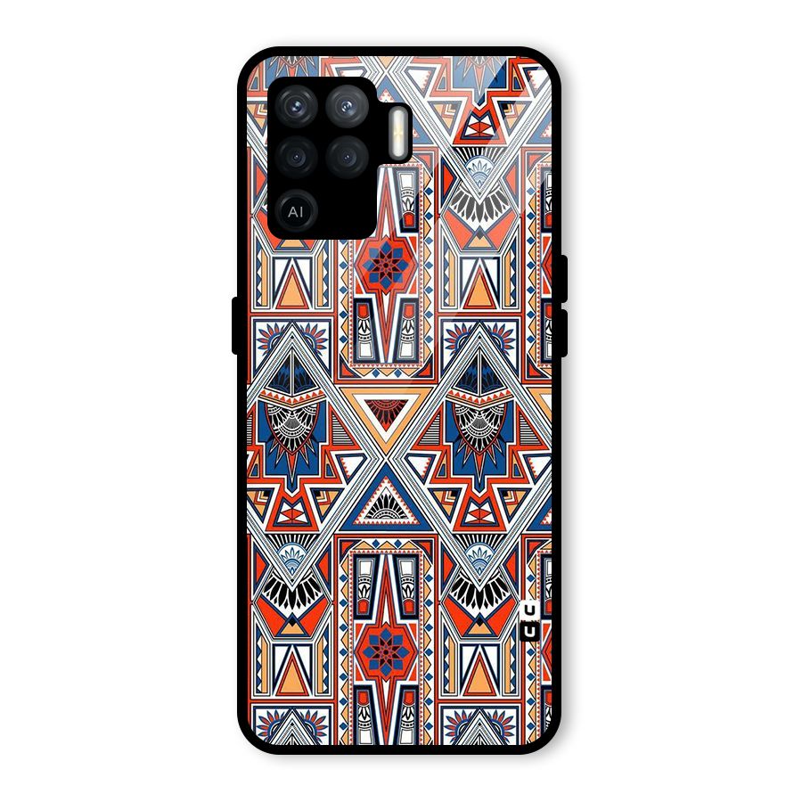 Creative Aztec Art Glass Back Case for Oppo F19 Pro