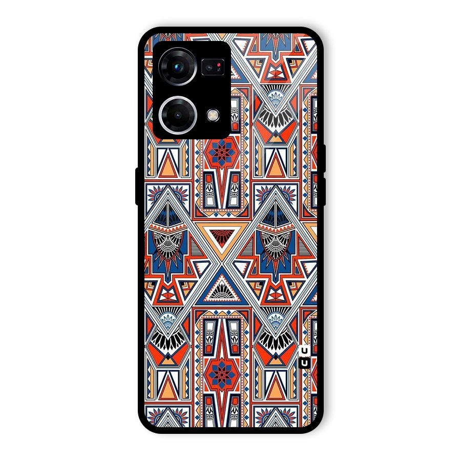 Creative Aztec Art Glass Back Case for Oppo F21 Pro 4G