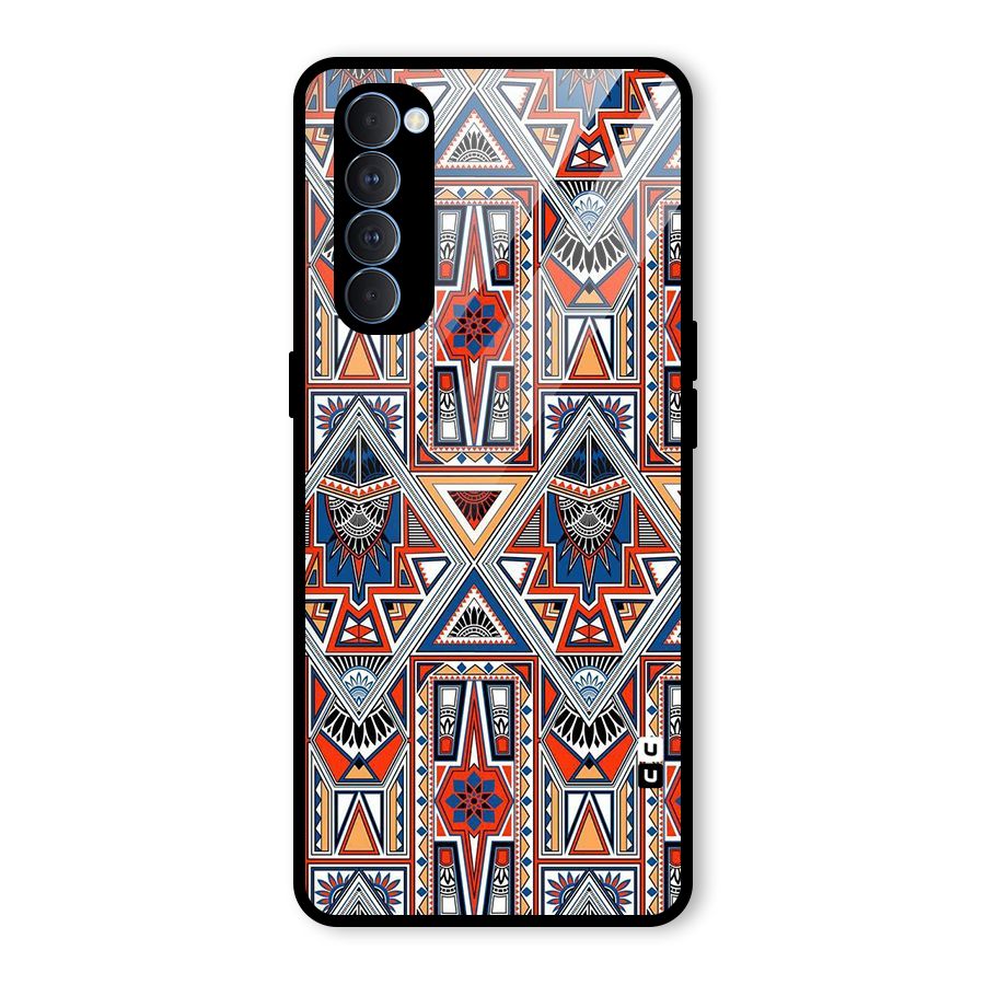 Creative Aztec Art Glass Back Case for Oppo Reno4 Pro