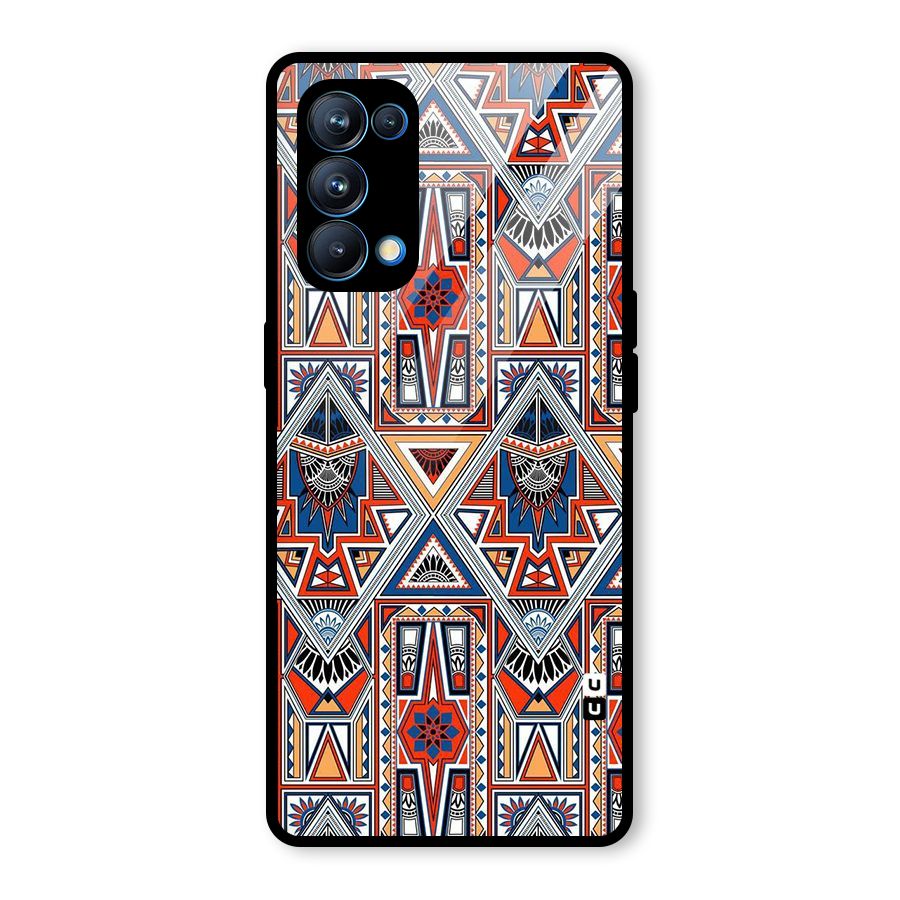Creative Aztec Art Glass Back Case for Oppo Reno5 Pro 5G