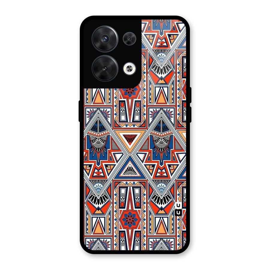 Creative Aztec Art Glass Back Case for Oppo Reno8 5G
