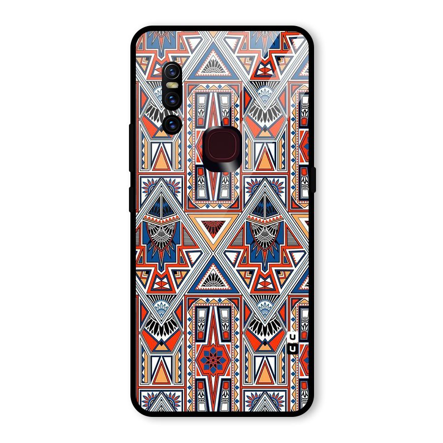Creative Aztec Art Glass Back Case for Vivo V15