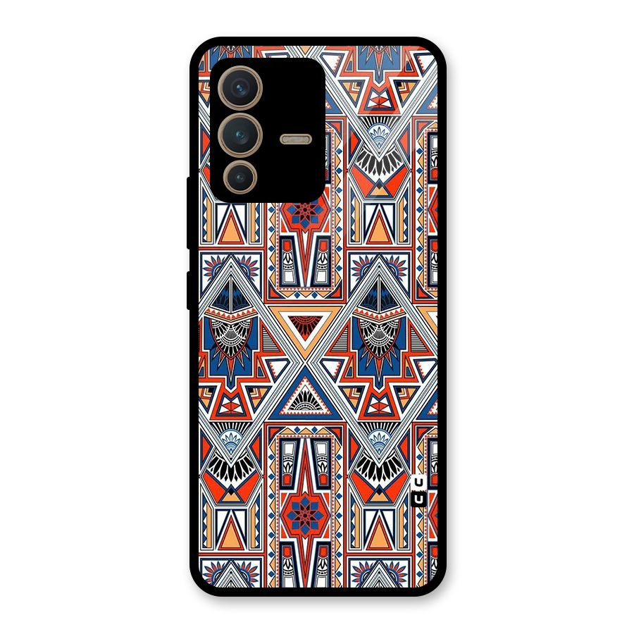 Creative Aztec Art Glass Back Case for Vivo V23 5G