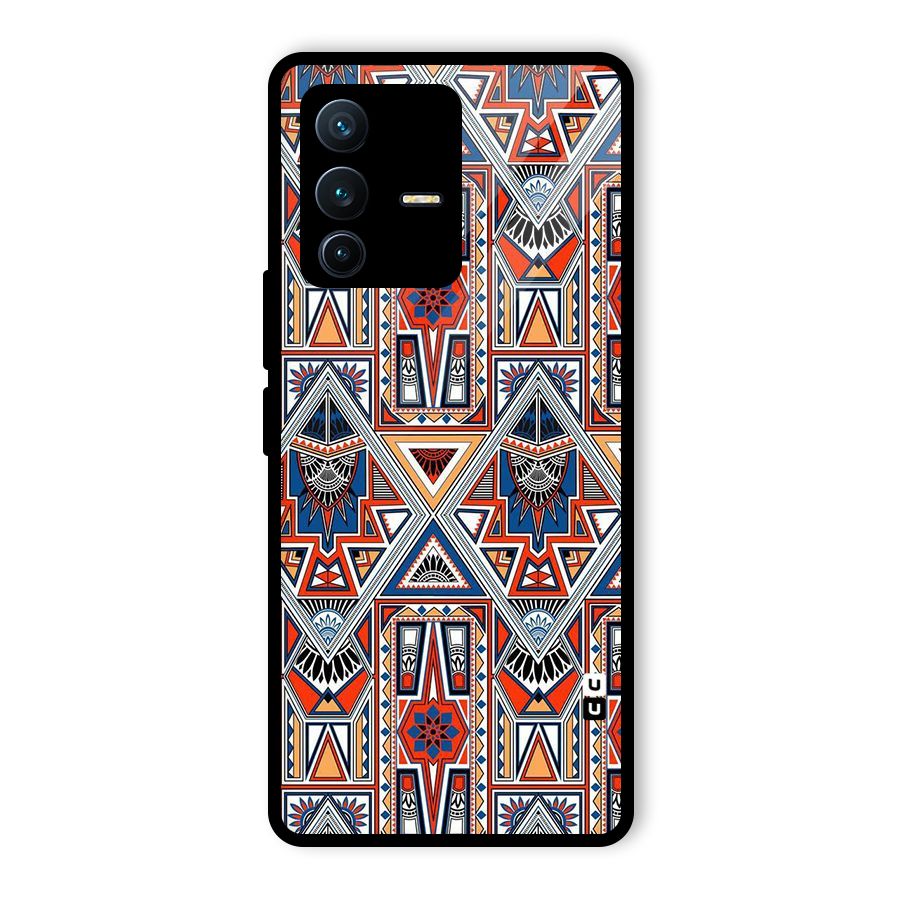 Creative Aztec Art Glass Back Case for Vivo V23 Pro