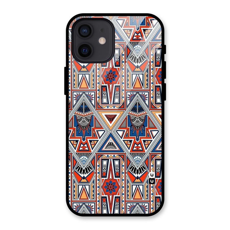 Creative Aztec Art Glass Back Case for iPhone 12