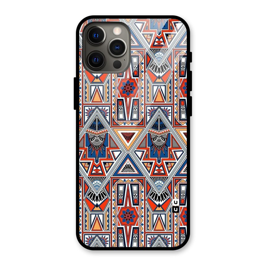 Creative Aztec Art Glass Back Case for iPhone 12 Pro Max