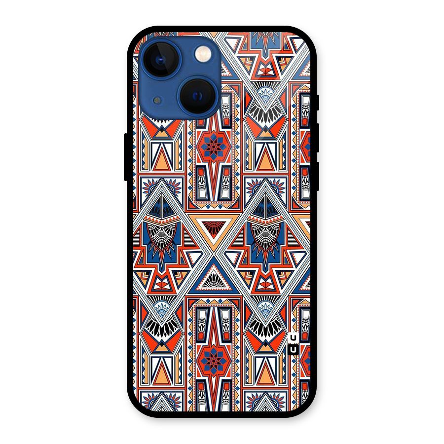 Creative Aztec Art Glass Back Case for iPhone 13 Mini