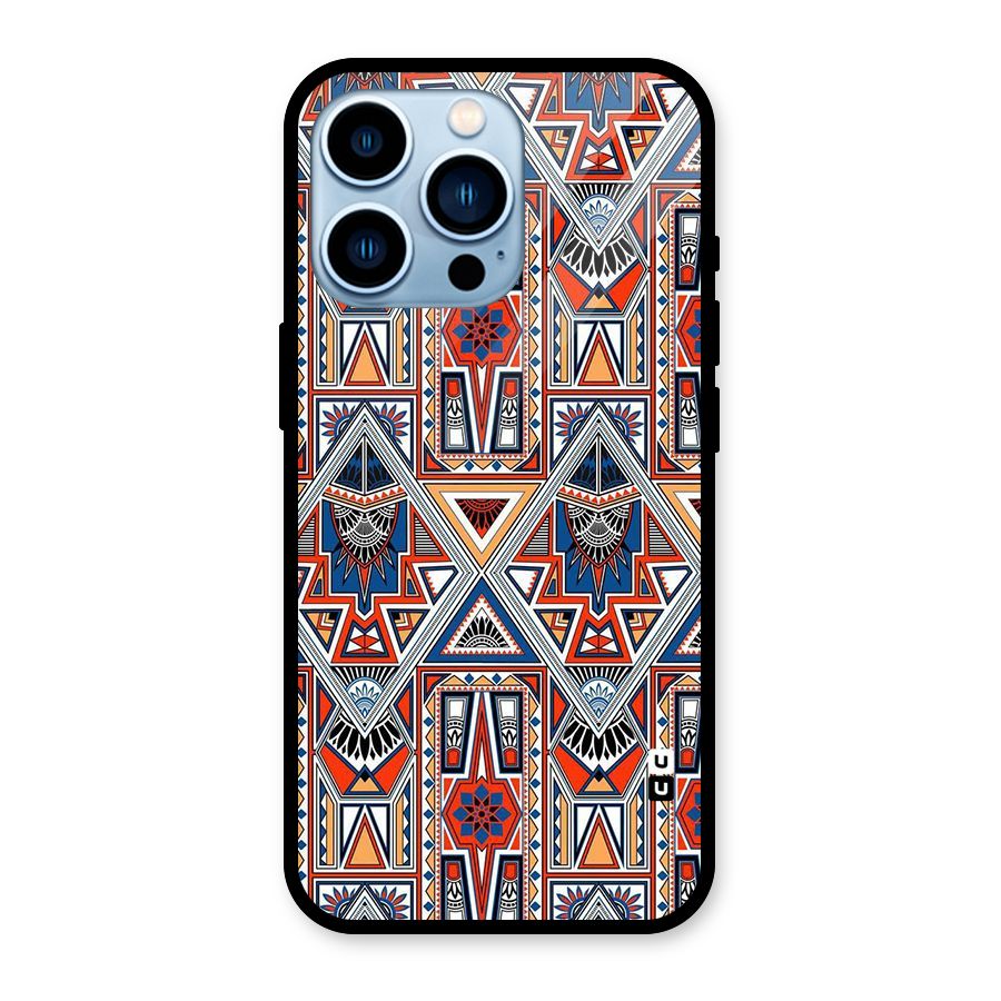 Creative Aztec Art Glass Back Case for iPhone 13 Pro