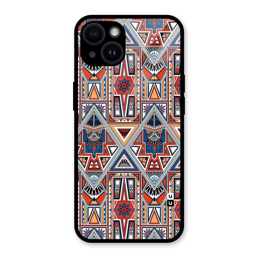 Creative Aztec Art Glass Back Case for iPhone 14