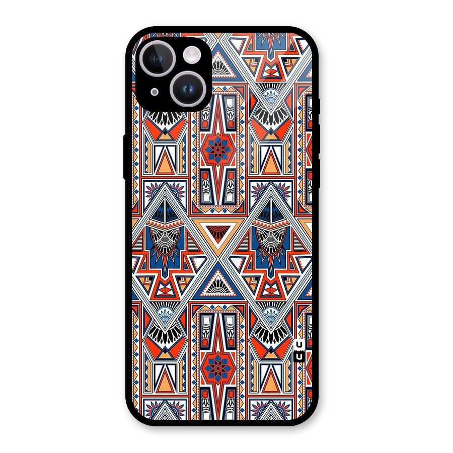 Creative Aztec Art Glass Back Case for iPhone 14 Plus