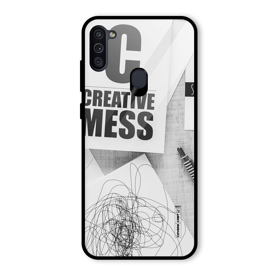 Creative Mess Glass Back Case for Galaxy M11