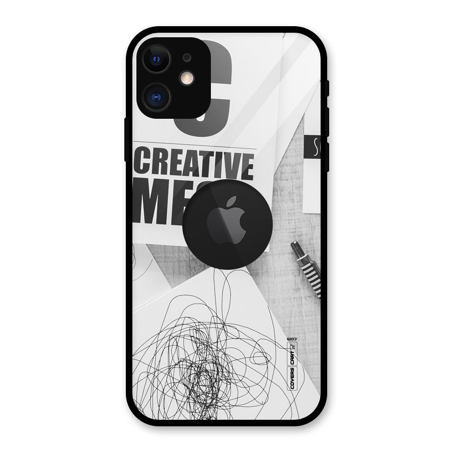 Creative Mess Glass Back Case for iPhone 11 Logo Cut