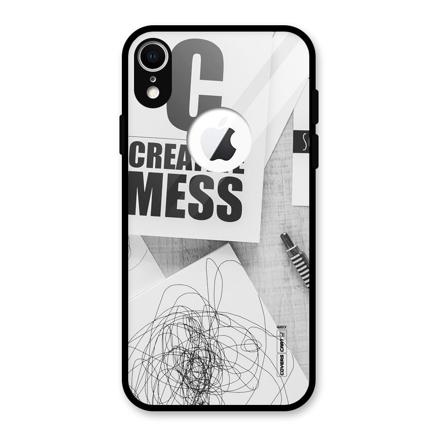 Creative Mess Glass Back Case for iPhone XR Logo Cut