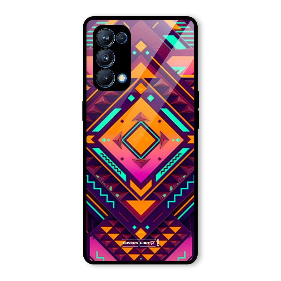 Creative Rhombus Glass Back Case for Oppo Reno5 Pro 5G