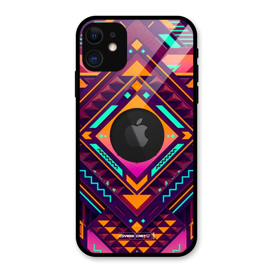 Creative Rhombus Glass Back Case for iPhone 11 Logo Cut