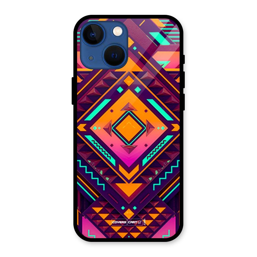 Creative Rhombus Glass Back Case for iPhone 13 Mini