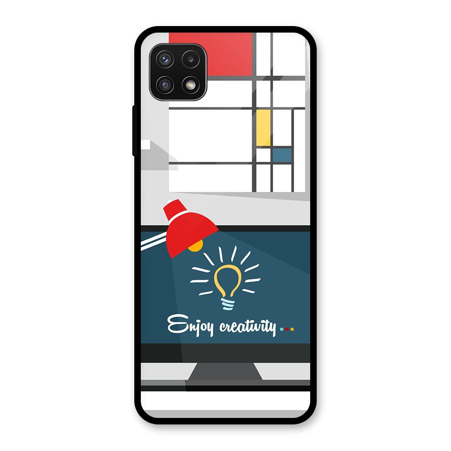 Creative Workspace Design Glass Back Case for Galaxy A22 5G