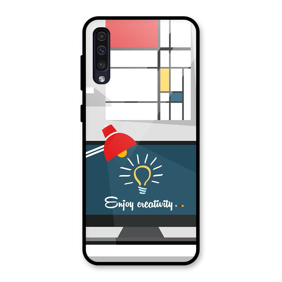 Creative Workspace Design Glass Back Case for Galaxy A50