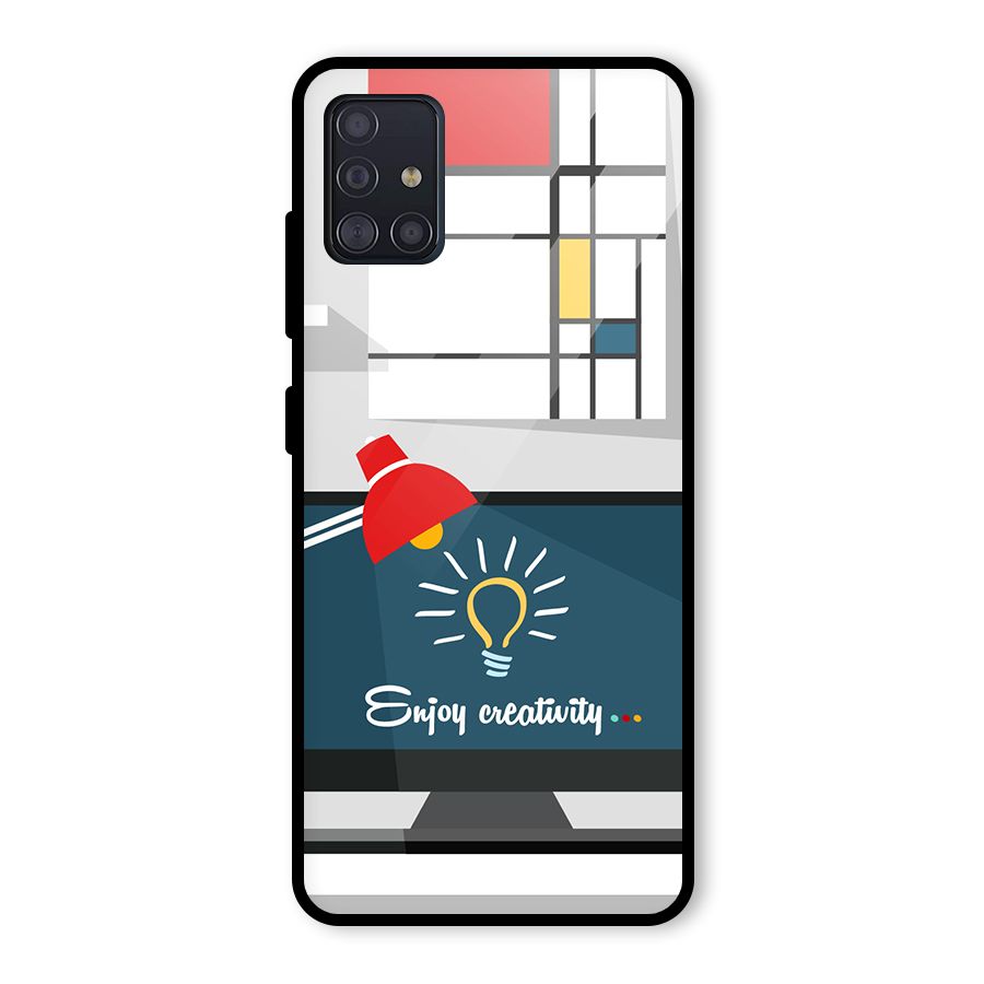 Creative Workspace Design Glass Back Case for Galaxy A51