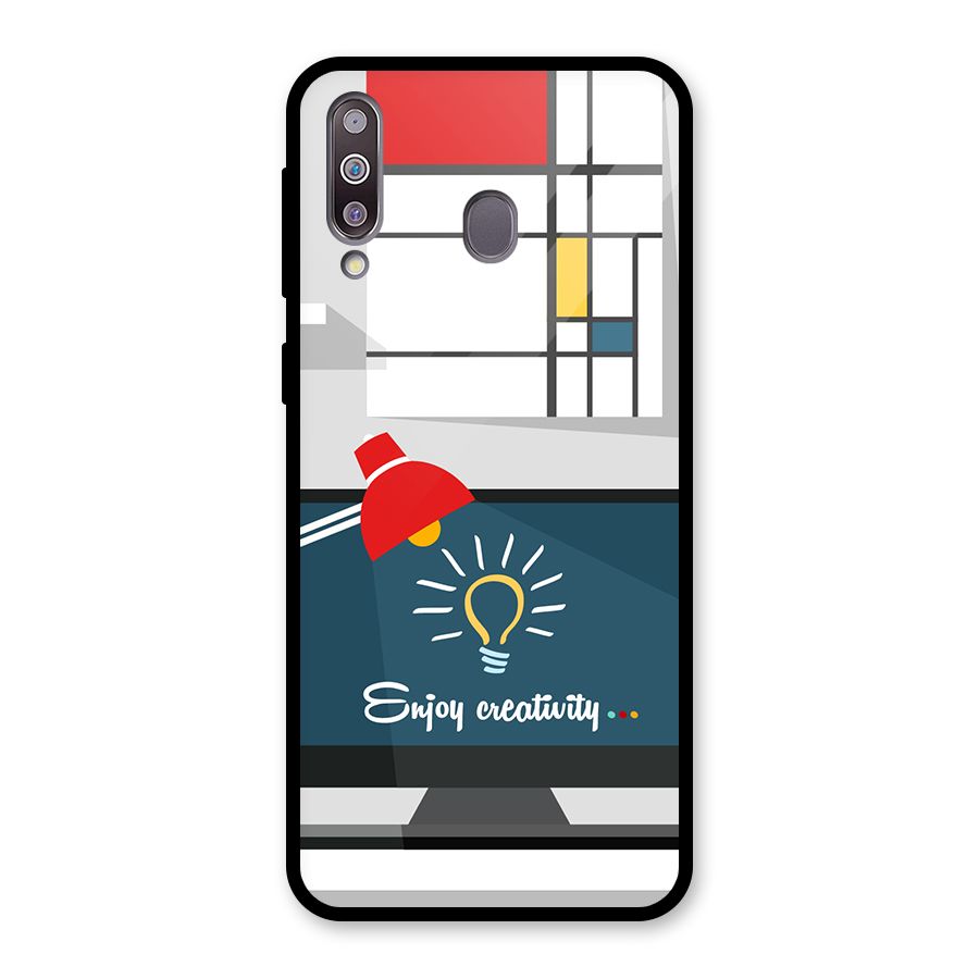 Creative Workspace Design Glass Back Case for Galaxy M30