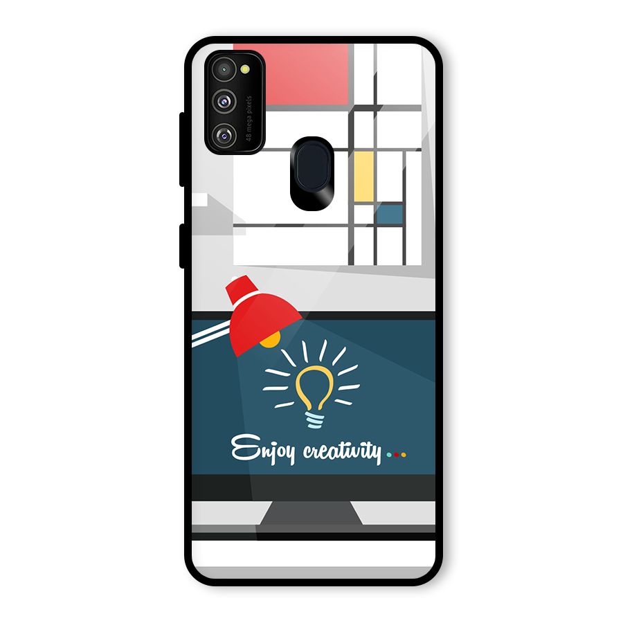Creative Workspace Design Glass Back Case for Galaxy M30s