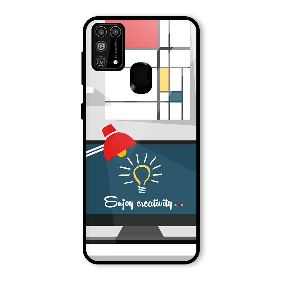 Creative Workspace Design Glass Back Case for Galaxy M31