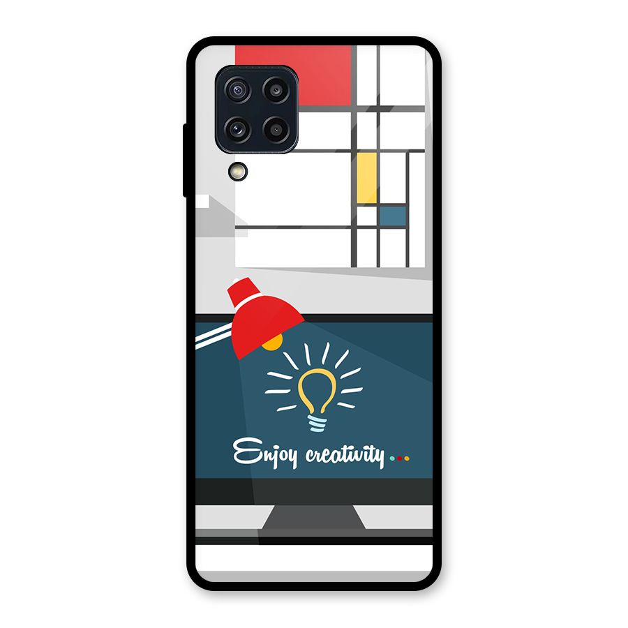Creative Workspace Design Glass Back Case for Galaxy M32