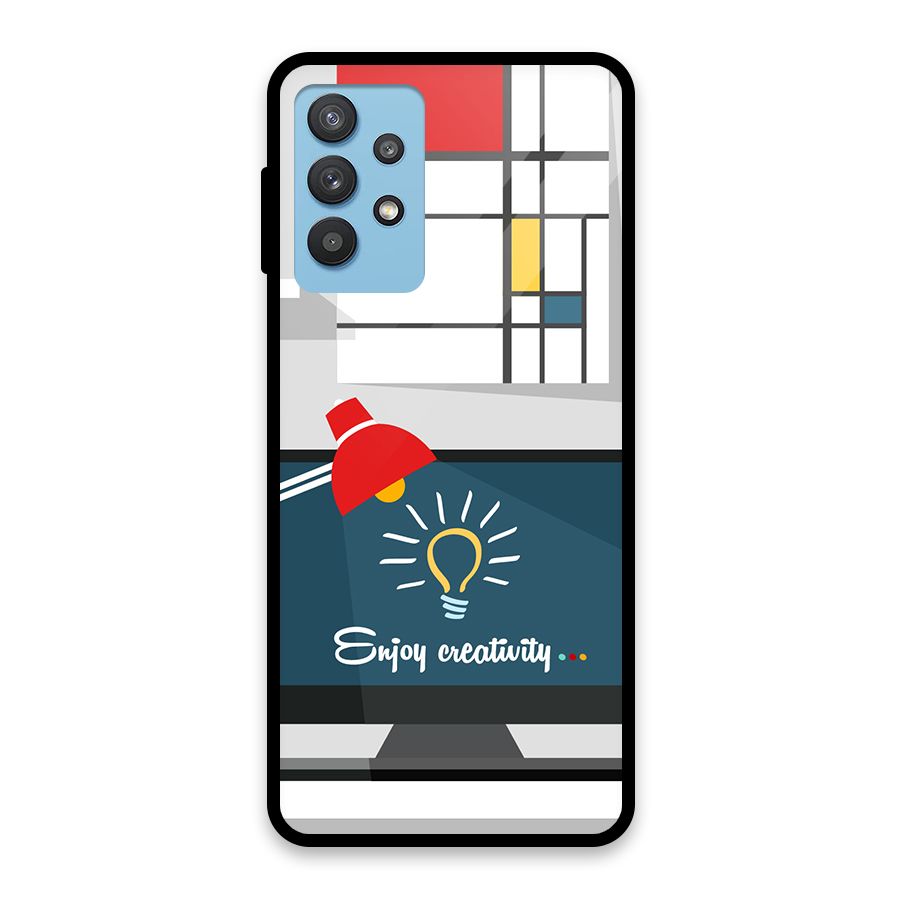 Creative Workspace Design Glass Back Case for Galaxy M32 5G