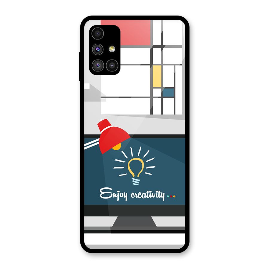 Creative Workspace Design Glass Back Case for Galaxy M51