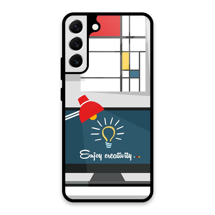 Creative Workspace Design Glass Back Case for Galaxy S22 Plus 5G
