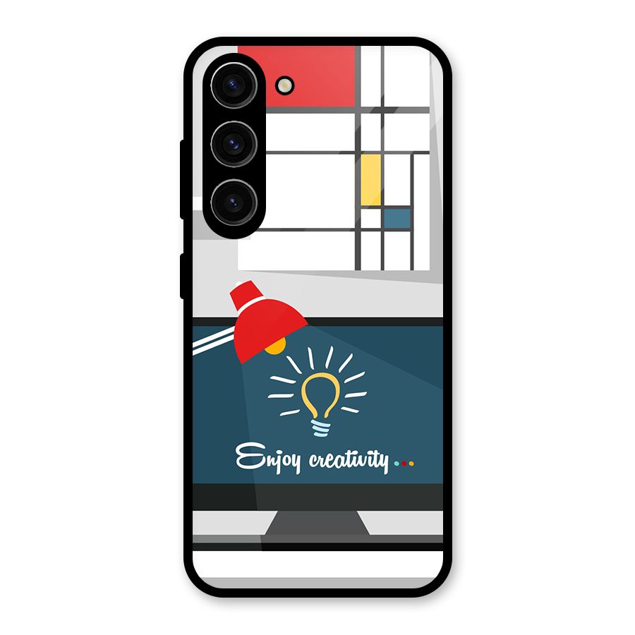 Creative Workspace Design Glass Back Case for Galaxy S23
